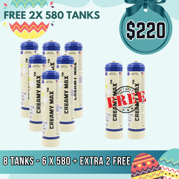 8 tanks 580g cream chargers