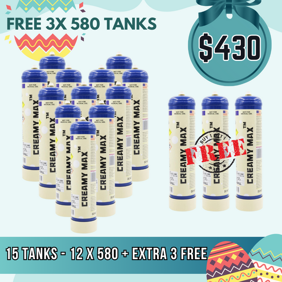 15 tanks 580g cream chargers