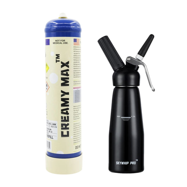 CM COMBO: Creamy Max 580g Cream Charger + 0.5L Skywhip Black Whipper