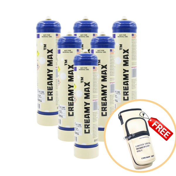 Value Combo - 6 x Creamy Max 580g Cream Chargers + Free Bag